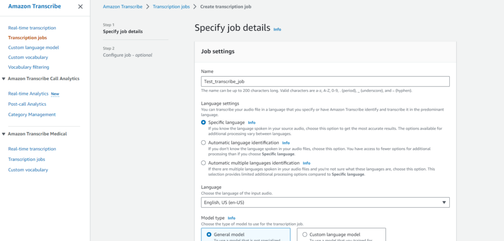 translate audio into text with Amazon “AWS Transcribe”, image 4