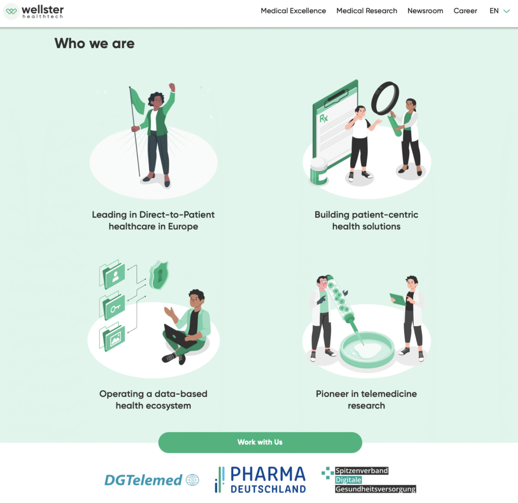 Wellster health apps provider main screen