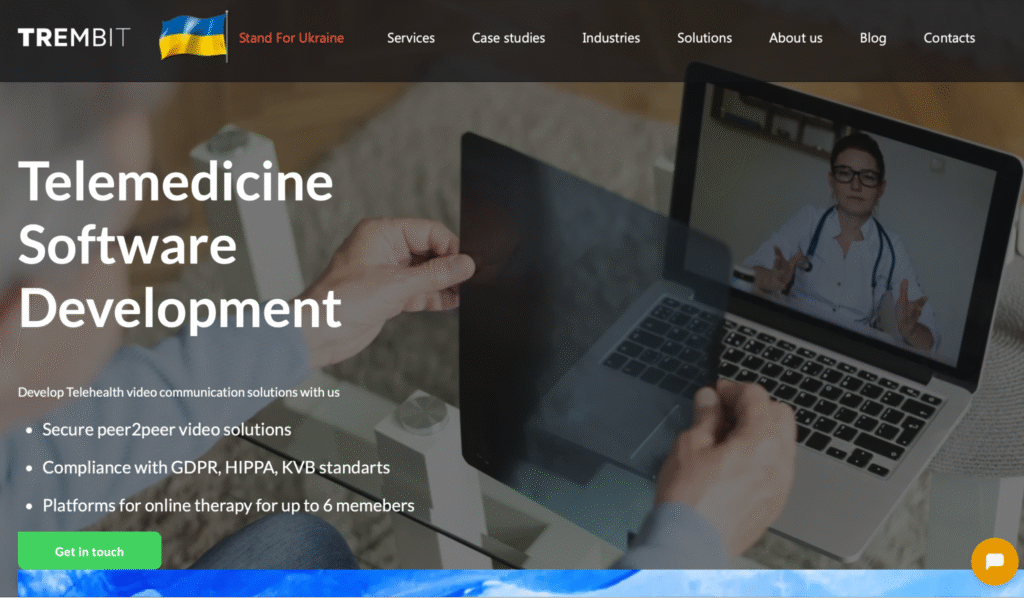 Trembit Telemedicine software development page screen