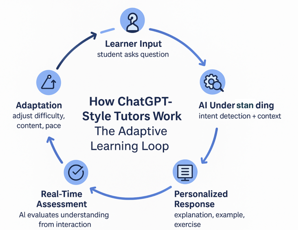 Scheme of ChatGPT tutoring process for E-learning apps and solutions