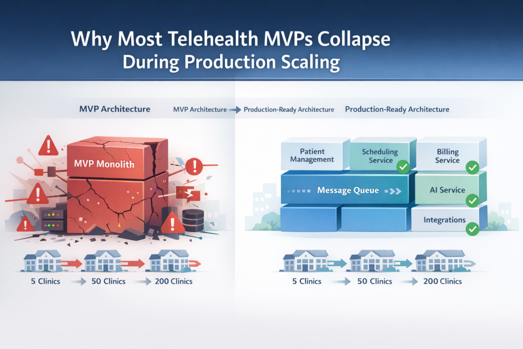 Why Most Telehealth MVPs Collapse During Production Scaling (And How to Architect for Phase 2)